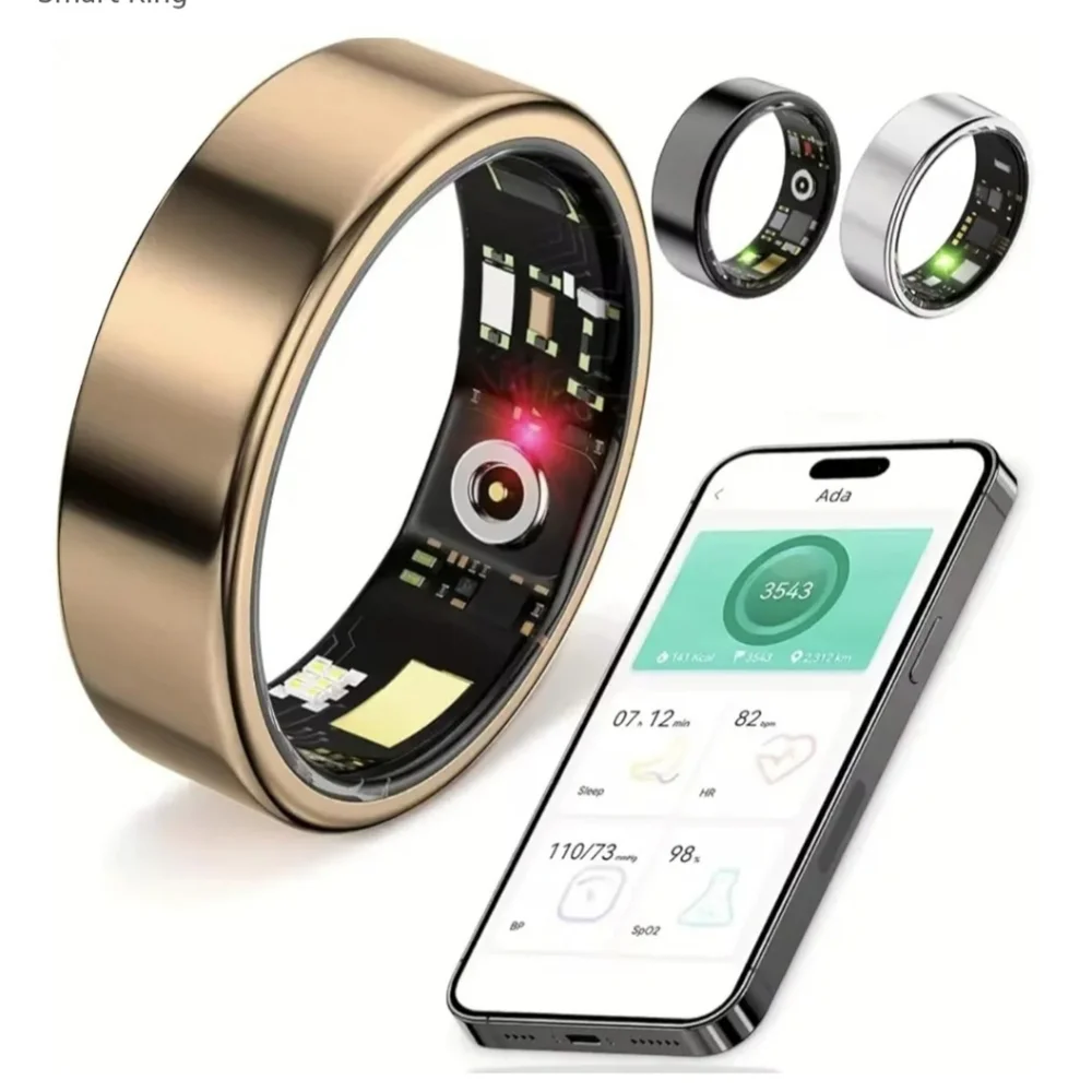 Smart Ring in Black, Size 8